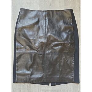 Talbots Black Lambskin Leather Size 6‎ Petites Skirt Women's